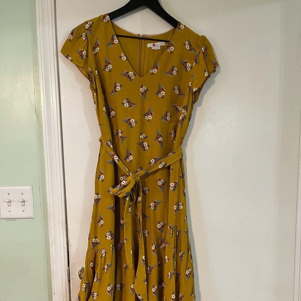 Boden Womens Yellow Floral Amy Asymmetrical Dress 2P